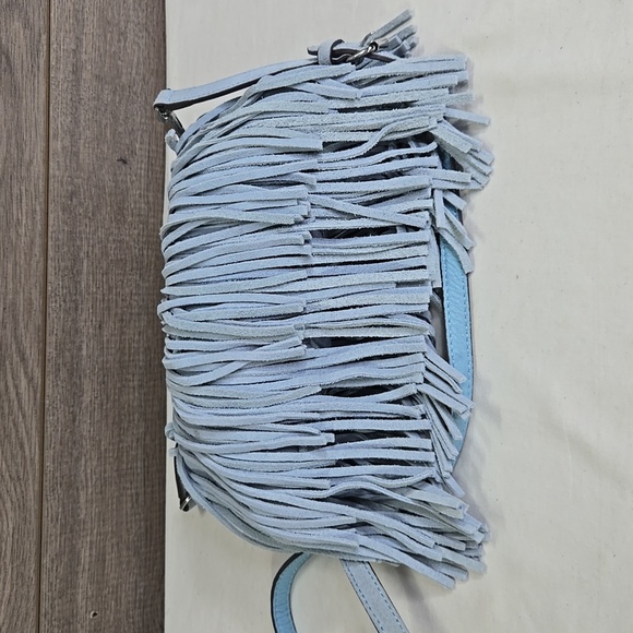Rebecca Minkoff Stylish Blue Fringe Suede Leather Crossbody Shoulder Bag - Picture 10 of 14